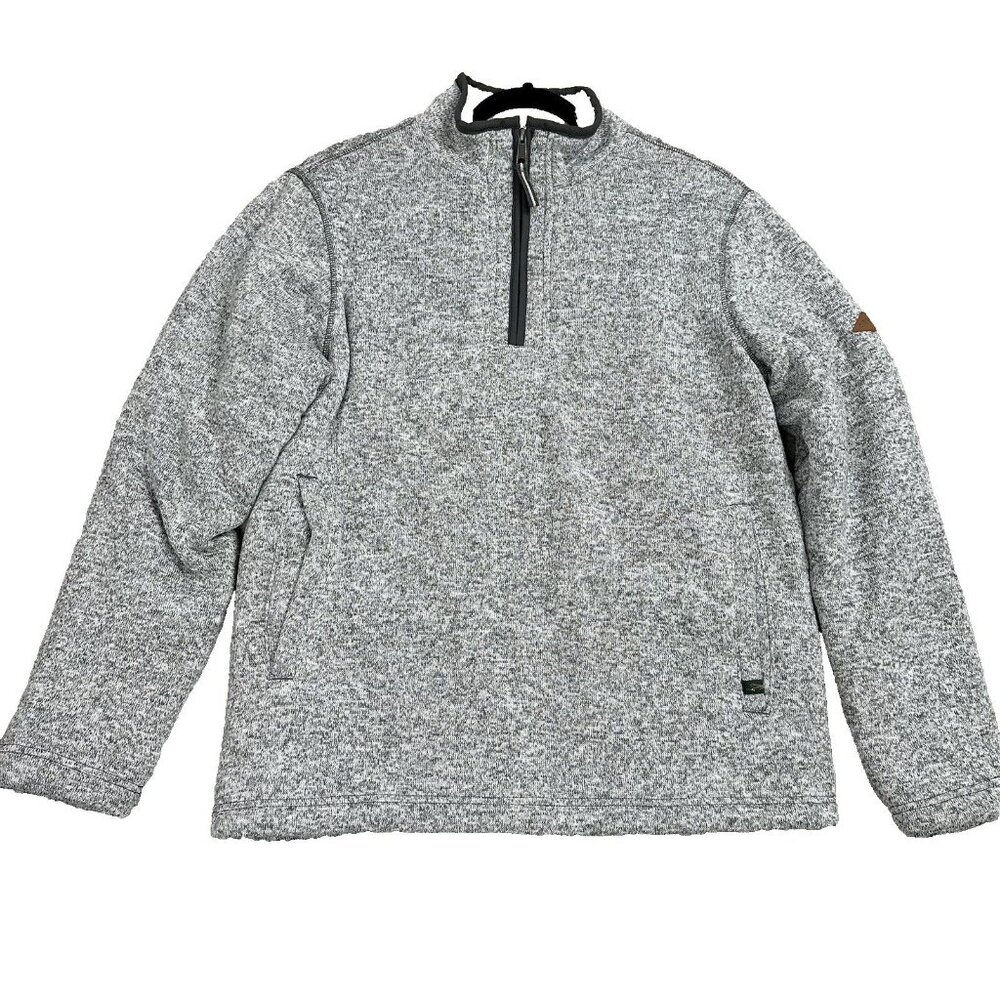 Orvis Mens Gorpcore Pullover Long Sleeve Sherpa Lined Pocket 1/4 Zip Size M Gray